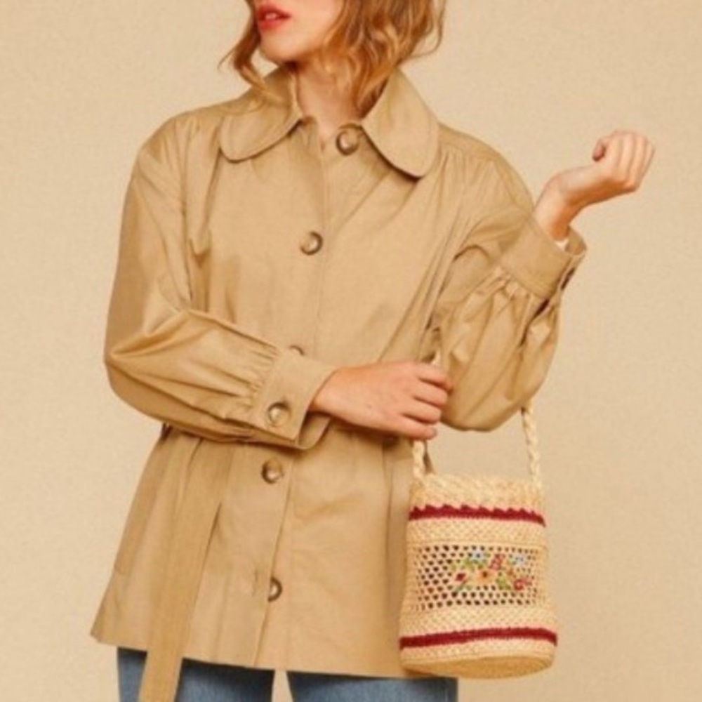 RARE NWT Rouje John Short Belted Trench Coat - Picture 8 of 14